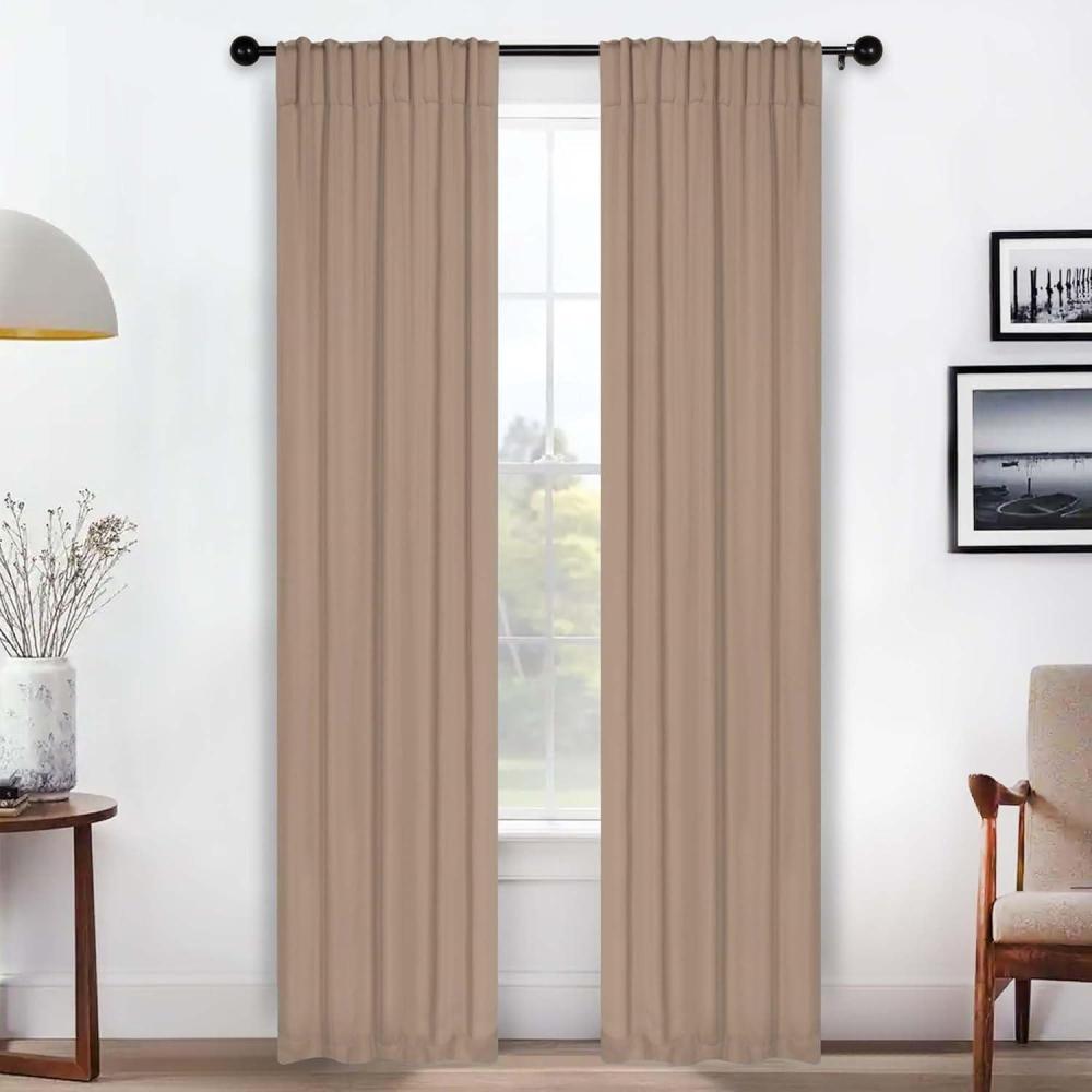 imageSuperior Blackout Curtains Room Darkening Bedroom Drapes Kitchen Living Room Window Accents Sun Blocking Thermal 2 Pack Solid Blackout Back Tab Curtains Set of 2 26 x 84 Smokey Ash