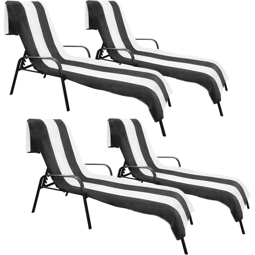imageSuperior Cabana Cotton Lounge Chair Cover Outdoor TowelChaise Furniture Covers Terry Cloth Beach Spa Swim Accessories Pool Chair Cover Soft Quick Drying 32 x 102 Light GreyCharcoal