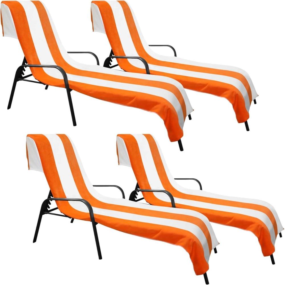 imageSuperior Cabana Cotton Lounge Chair Cover Outdoor TowelChaise Furniture Covers Terry Cloth Beach Spa Swim Accessories Pool Chair Cover Soft Quick Drying 32 x 102 Light GreyOrange