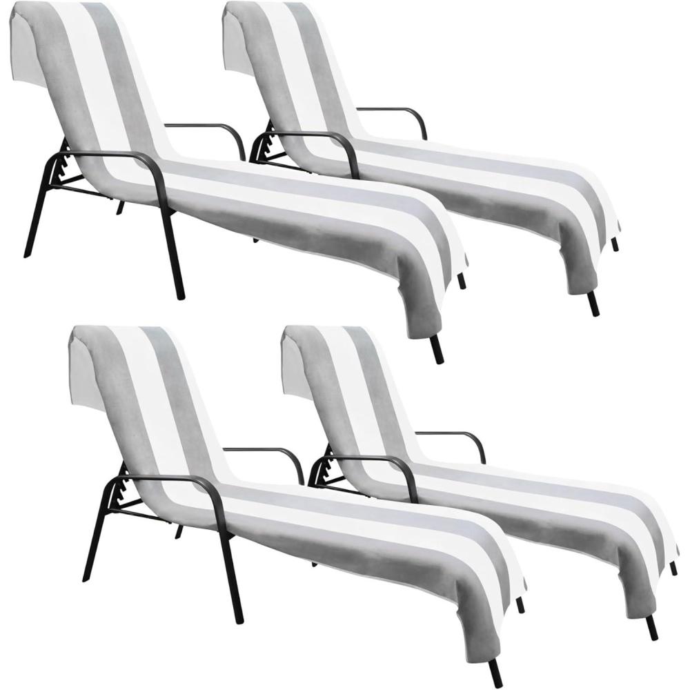 imageSuperior Cabana Cotton Lounge Chair Cover Outdoor TowelChaise Furniture Covers Terry Cloth Beach Spa Swim Accessories Pool Chair Cover Soft Quick Drying 32 x 102 Light GreyLight Grey