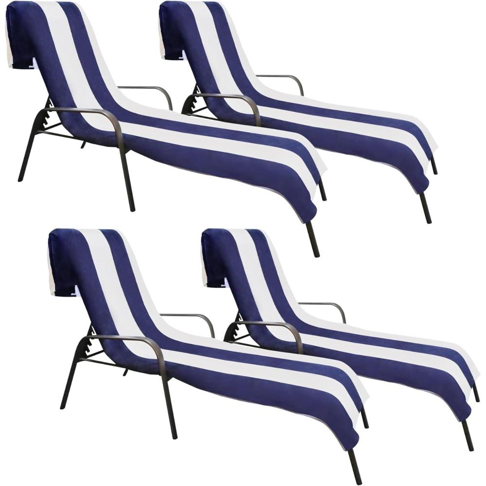 imageSuperior Cabana Cotton Lounge Chair Cover Outdoor TowelChaise Furniture Covers Terry Cloth Beach Spa Swim Accessories Pool Chair Cover Soft Quick Drying 32 x 102 Light GreyBlue