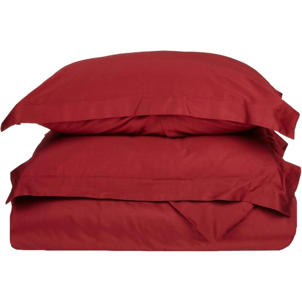 imageSuperior Combed Cotton 300 Thread Count 2 Piece Soft and Smooth Duvet Cover Set Twin PumpkinBurgundy
