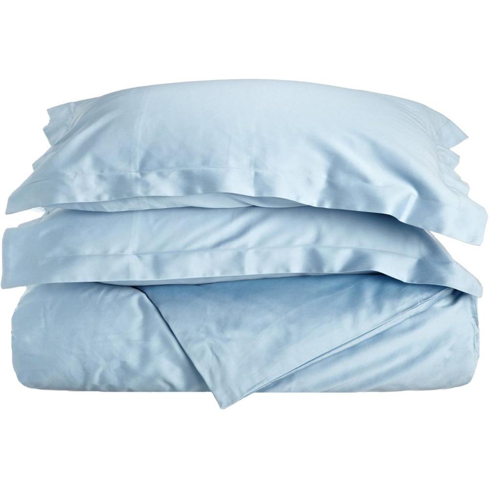 imageSuperior Combed Cotton 300 Thread Count 2 Piece Soft and Smooth Duvet Cover Set Twin PumpkinLight Blue