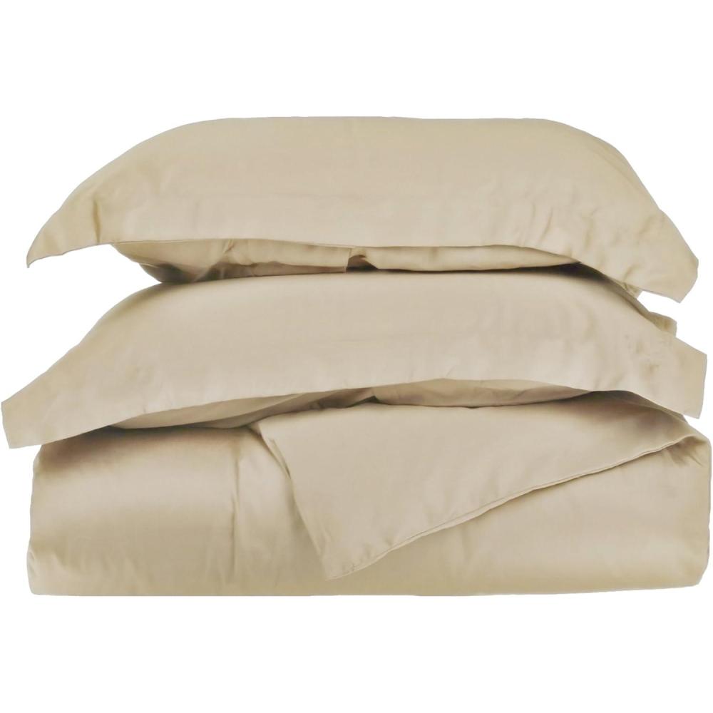 imageSuperior Combed Cotton 300 Thread Count 2 Piece Soft and Smooth Duvet Cover Set Twin PumpkinTan