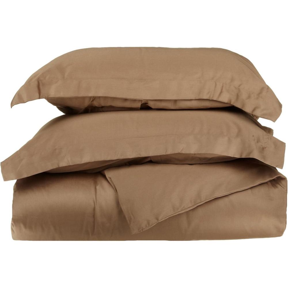 imageSuperior Combed Cotton 300 Thread Count 2 Piece Soft and Smooth Duvet Cover Set Twin PumpkinTaupe