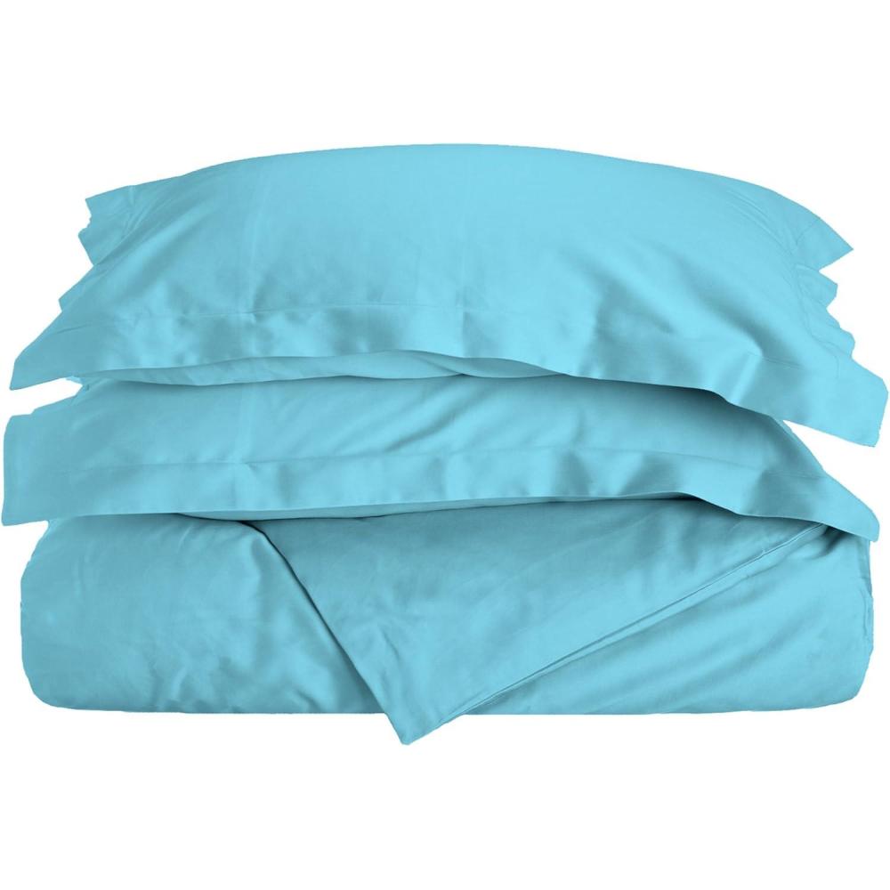 imageSuperior Combed Cotton 300 Thread Count 2 Piece Soft and Smooth Duvet Cover Set Twin PumpkinTeal