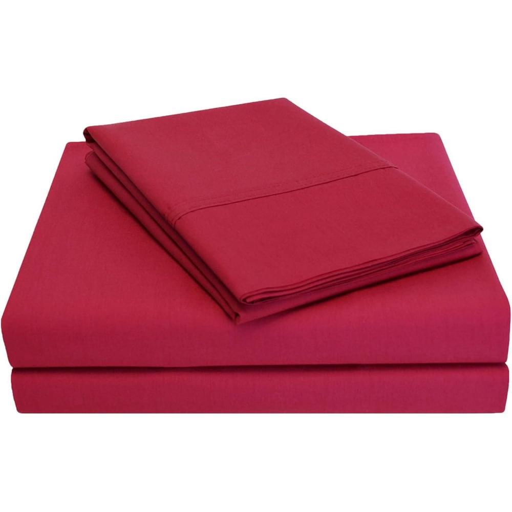 imageSuperior Cotton Percale Deep Pocket Sheet Set Queen Burgundy 4PiecesBurgundy