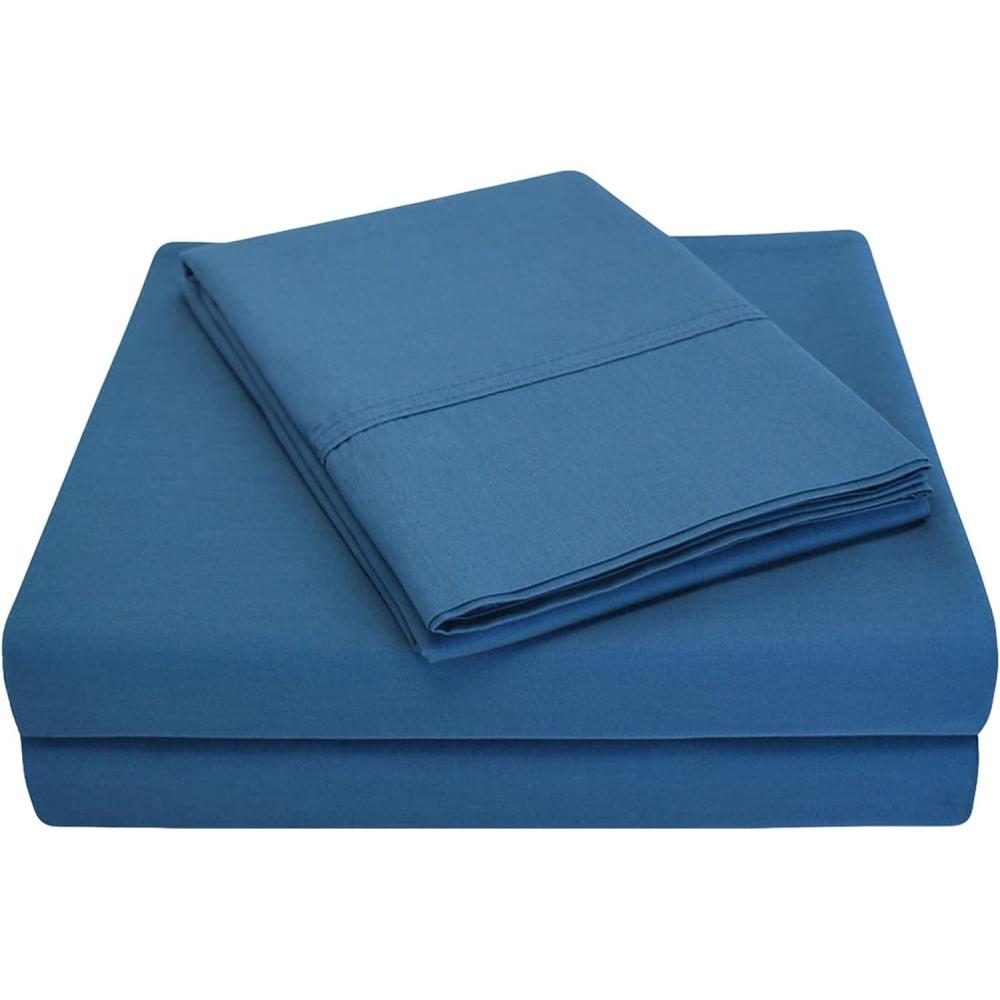 imageSuperior Cotton Percale Deep Pocket Sheet Set Queen Burgundy 4PiecesNavy Blue