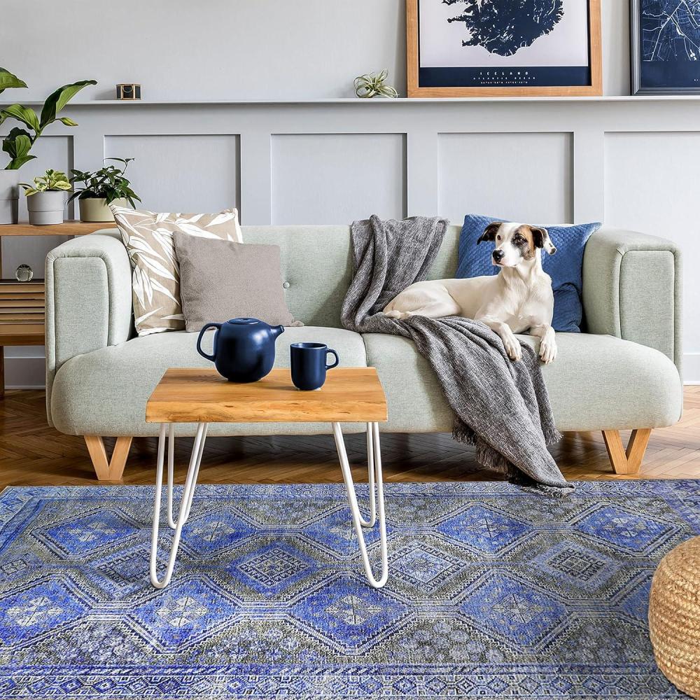imageSuperior Indoor Area Rug Modern Floor Decor for Living Family Dining Room Kitchen Office Floors Geometric Diamond Rugs Cotton Backing Ren Collection 7 6 x 9 6 Sapphire BlueSapphire Blue
