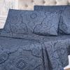SUPERIOR Cotton Blend Bed Sheet Set, Italian Paisley Design, Includes 1 Fully Elastic Deep Pocket Fitted Sheet, 1 Flat Sheet, 2 Pillowcases, Sateen Weave, Full, Grey(Dark Grey – Z)