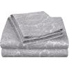 SUPERIOR Cotton Blend Bed Sheet Set, Italian Paisley Design, Includes 1 Fully Elastic Deep Pocket Fitted Sheet, 1 Flat Sheet, 2 Pillowcases, Sateen Weave, Full, Grey(Grey)