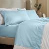 SUPERIOR Cotton Blend Bed Sheet Set, Italian Paisley Design, Includes 1 Fully Elastic Deep Pocket Fitted Sheet, 1 Flat Sheet, 2 Pillowcases, Sateen Weave, Full, Grey(Blue)