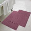 Superior 100% Cotton Bathmat Set, Bath Mat, Bathroom Decor, Shower, Bathtub Essentials, Home Accessories, Washable Rug, Absorbent, Quick Dry, Leo Collection, Set of 2, 22″ x 35″, Eggplant(Plum)