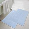 Superior 100% Cotton Bathmat Set, Bath Mat, Bathroom Decor, Shower, Bathtub Essentials, Home Accessories, Washable Rug, Absorbent, Quick Dry, Leo Collection, Set of 2, 22″ x 35″, Eggplant(Light Blue)