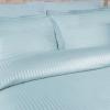Superior 100% Egyptian Cotton 300 Thread Count Striped Duvet Cover Set, Sateen Weave, 1 Duvet Cover with Button Closure, 1 Pillow Sham, Lightweight Bedding, King/California King, Hunter Green(Light Blue)