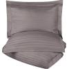 Superior 100% Egyptian Cotton 300 Thread Count Striped Duvet Cover Set, Sateen Weave, 1 Duvet Cover with Button Closure, 1 Pillow Sham, Lightweight Bedding, King/California King, Hunter Green(Grey)
