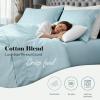 Superior 600 Thread Count Cotton Blend Bed Sheet Set, Includes 1 Fully Elastic Deep Pocket Fitted Sheet, 1 Flat Sheet, 2 Pillowcases, Sateen Weave, Queen, Sage(Blue)