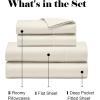 Superior 600 Thread Count Cotton Blend Bed Sheet Set, Includes 1 Fully Elastic Deep Pocket Fitted Sheet, 1 Flat Sheet, 2 Pillowcases, Sateen Weave, Queen, Sage(Ivory)