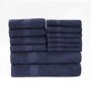 Superior Bath Towels Set 12 Piece, 100% Cotton Highly Absorbent Quick Drying Towels, Premium Towels for Hotel, Washcloths Bathroom 6 Face Towels 4 Hand Towels 2 Bath Towels, Franklin Collection, Ivory(Navy Blue)