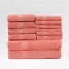 Superior Bath Towels Set 12 Piece, 100% Cotton Highly Absorbent Quick Drying Towels, Premium Towels for Hotel, Washcloths Bathroom 6 Face Towels 4 Hand Towels 2 Bath Towels, Franklin Collection, Ivory(Coral)