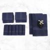 Superior Bath Towels Set 12 Piece, 100% Cotton Highly Absorbent Quick Drying Towels, Premium Towels for Hotel, Washcloths Bathroom 6 Face Towels 4 Hand Towels 2 Bath Towels, Franklin Collection, Ivory(Navy Blue)