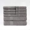 Superior Bath Towels Set 12 Piece, 100% Cotton Highly Absorbent Quick Drying Towels, Premium Towels for Hotel, Washcloths Bathroom 6 Face Towels 4 Hand Towels 2 Bath Towels, Franklin Collection, Ivory(Charcoal)