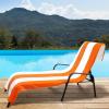 Superior Cabana Cotton Lounge Chair Cover, Outdoor Towel/Chaise Furniture Covers, Terry Cloth, Beach, Spa, Swim Accessories, Pool Chair Cover, Soft, Quick Drying, 32″ x 102″, Light Grey(Orange)