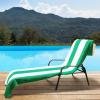 Superior Cabana Cotton Lounge Chair Cover, Outdoor Towel/Chaise Furniture Covers, Terry Cloth, Beach, Spa, Swim Accessories, Pool Chair Cover, Soft, Quick Drying, 32″ x 102″, Light Grey(Dark Green)
