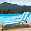 Superior Cabana Cotton Lounge Chair Cover, Outdoor Towel/Chaise Furniture Covers, Terry Cloth, Beach, Spa, Swim Accessories, Pool Chair Cover, Soft, Quick Drying, 32″ x 102″, Light Grey(Turquoise)