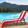 Superior Cabana Cotton Lounge Chair Cover, Outdoor Towel/Chaise Furniture Covers, Terry Cloth, Beach, Spa, Swim Accessories, Pool Chair Cover, Soft, Quick Drying, 32″ x 102″, Light Grey(Red)