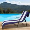 Superior Cabana Cotton Lounge Chair Cover, Outdoor Towel/Chaise Furniture Covers, Terry Cloth, Beach, Spa, Swim Accessories, Pool Chair Cover, Soft, Quick Drying, 32″ x 102″, Light Grey(Blue)