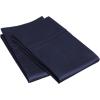 Superior Combed Cotton, 300 Thread Count Soft and Smooth 2 Piece Pillowcases, Standard, Solid Tan(Navy Blue)
