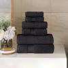Superior Cotton Chevron 6 Piece Assorted Towel Set, Zero Twist, Quick Dry, Home Essentials, Shower, Spa, Luxury Plush Soft Absorbent Towels, Includes 2 Bath, 2 Hand, 2 Washcloth/Face Towels, Black