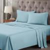 Superior Egyptian Cotton 400 Thread Count Bed Sheet Set, 1 Elastic Deep Pocket Fitted Sheet, 1 Flat Sheet, 1 Pillowcase, Soft Bedding, Luxury Sheets, Sateen Weave, Twin Size, White(Light Blue)