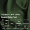 Superior Egyptian Cotton 400 Thread Count Bed Sheet Set, 1 Elastic Deep Pocket Fitted Sheet, 1 Flat Sheet, 1 Pillowcase, Soft Bedding, Luxury Sheets, Sateen Weave, Twin Size, White(Green)