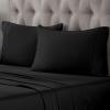 Superior Egyptian Cotton 400 Thread Count Bed Sheet Set, 1 Elastic Deep Pocket Fitted Sheet, 1 Flat Sheet, 1 Pillowcase, Soft Bedding, Luxury Sheets, Sateen Weave, Twin Size, White(Black)