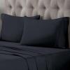 Superior Egyptian Cotton 400 Thread Count Bed Sheet Set, 1 Elastic Deep Pocket Fitted Sheet, 1 Flat Sheet, 1 Pillowcase, Soft Bedding, Luxury Sheets, Sateen Weave, Twin Size, White(Navy Blue)
