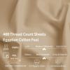 Superior Egyptian Cotton 400 Thread Count Bed Sheet Set, 1 Elastic Deep Pocket Fitted Sheet, 1 Flat Sheet, 1 Pillowcase, Soft Bedding, Luxury Sheets, Sateen Weave, Twin Size, White(Tan)
