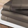 Superior Egyptian Cotton 400 Thread Count Bed Sheet Set, 1 Elastic Deep Pocket Fitted Sheet, 1 Flat Sheet, 2 Pillowcases, Soft Bedding, Luxury Sheets, Sateen Weave, Olympic Queen Size, Grey