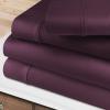 Superior Egyptian Cotton 400 Thread Count Bed Sheet Set, 1 Elastic Deep Pocket Fitted Sheet, 1 Flat Sheet, 2 Pillowcases, Soft Bedding, Luxury Sheets, Sateen Weave, Olympic Queen Size, Plum