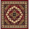 Superior Indoor Area Rug, Jute Backing, Plush Modern Rugs for Entryway, Living Room, Kitchen Floors, Bedroom, Office Floor Cover, Geometric Medallion Rugs, Aztec Collection, 5′ x 5′, Ivory/Red