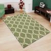 Superior Moroccan Lattice Wool Rug, 100% Wool Pile with Cotton Backing, Hand Hooked & Hand Tufted Luxury Rug, Geometric Trellis Pattern – Navy Blue & White, 5′ x 8′(Sage/Ivory)