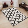 Superior Moroccan Lattice Wool Rug, 100% Wool Pile with Cotton Backing, Hand Hooked & Hand Tufted Luxury Rug, Geometric Trellis Pattern – Navy Blue & White, 5′ x 8′(Ivory/Chocolate)
