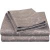 SUPERIOR Cotton Blend Bed Sheet Set, Italian Paisley Design, Includes 1 Fully Elastic Deep Pocket Fitted Sheet, 1 Flat Sheet, 2 Pillowcases, Sateen Weave, Full, Grey(Dark Grey)
