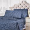 SUPERIOR Cotton Blend Bed Sheet Set, Italian Paisley Design, Includes 1 Fully Elastic Deep Pocket Fitted Sheet, 1 Flat Sheet, 2 Pillowcases, Sateen Weave, Full, Grey(Dark Grey – Z)