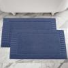 Superior 100% Cotton Bathmat Set, Bath Mat, Bathroom Decor, Shower, Bathtub Essentials, Home Accessories, Washable Rug, Absorbent, Quick Dry, Leo Collection, Set of 2, 22″ x 35″, Eggplant(Navy Blue)