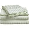 Superior 300 Thread Count 100% Premium Combed Cotton, 4-Piece Bed Sheet Set, Deep Pocket, Single Ply, Sateen Stripe, Queen – Mint