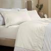 Superior 600 Thread Count Cotton Blend Bed Sheet Set, Includes 1 Fully Elastic Deep Pocket Fitted Sheet, 1 Flat Sheet, 2 Pillowcases, Sateen Weave, Queen, Sage(Ivory)