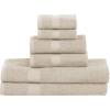 Superior 6-Piece Cotton Assorted Towel Set, Includes 2 Face/Washcloths, 2 Hand, and 2 Bath Towels, Home, Bathroom, Guest Bath Essentials, Quick Dry, Absorbent, Franklin Collection, Latte(Stone)