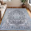 Superior Indoor Area Rug, Cotton Backing, Classic Floral Medallion Rugs for Kitchen Floors, Office, Soft Floor Cover, Modern Home Decor, Fiorella Collection, 5′ 7″ x 8′ 9″, Azure